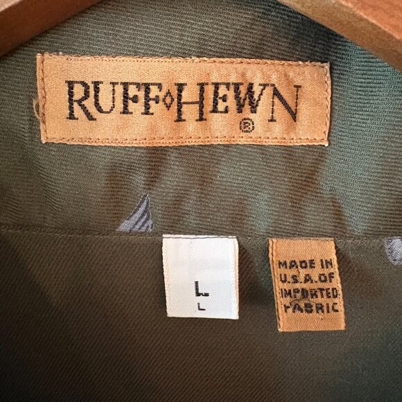 VTG 80s Ruff Hewn Duck Hunting Green Blouse Button Down Shirt Old Money Size XL - Picture 4 of 5